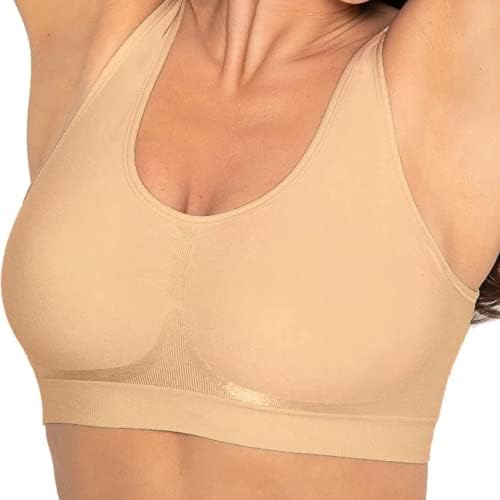 Conturve Wirefree High Support Bra for Women Small to Plus Size Everyday Wear Exercise and Offers Back Support (M, Beige)