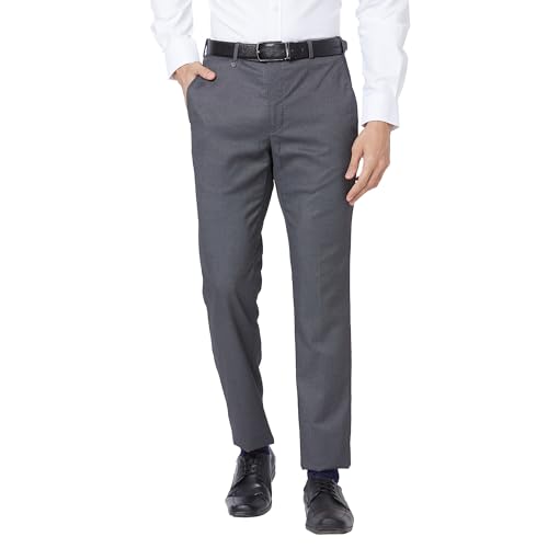 Image of Park Avenue Men's Polyester Blend Checks Small Pattern Super Slim Fit Flat Front Formal Trouser