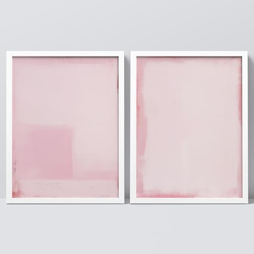 SIGNWIN Framed Poster Set Soft Blush Abstract Pastel Pink Minimalist