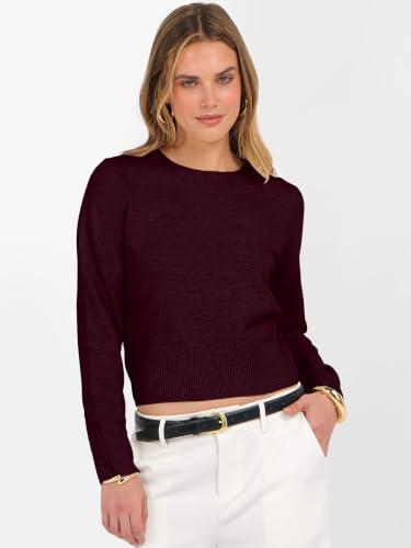 Image of ANRABESS Women's Long Sleeve Sweaters Cropped Crew Neck | Business Casual Tops,Light Weight Comfy Knit,Pullover ShortSweater,Basic Classic,Fall Fashion Winter Layer Clothes