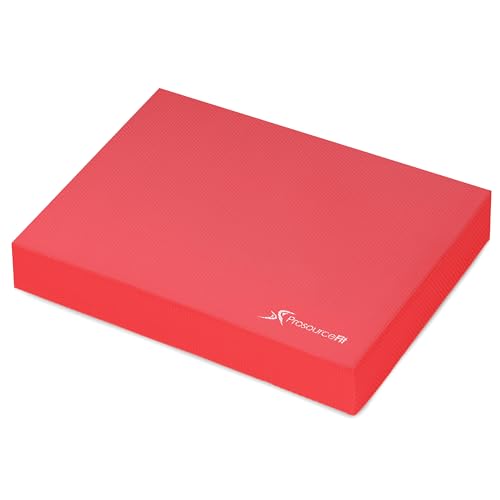 ProsourceFit Übungs-Balance-Pad – rutschfeste, gepolsterte Schaumstoffmatte und Knieschoner für Fitness- und Stabilitätstraining, Yoga, Physiotherapie, 39,4 x 32,4 cm, Rot