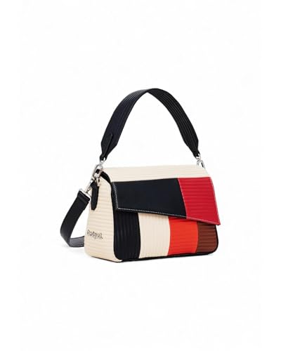 Desigual Bolso de mano de poliuretano para mujer, acabado de materiales, talla única, Acabados de material:, One size Desigual Bolso de mano de poliuretano para mujer, acabado de materiales, talla única, Acabados de material:, One size