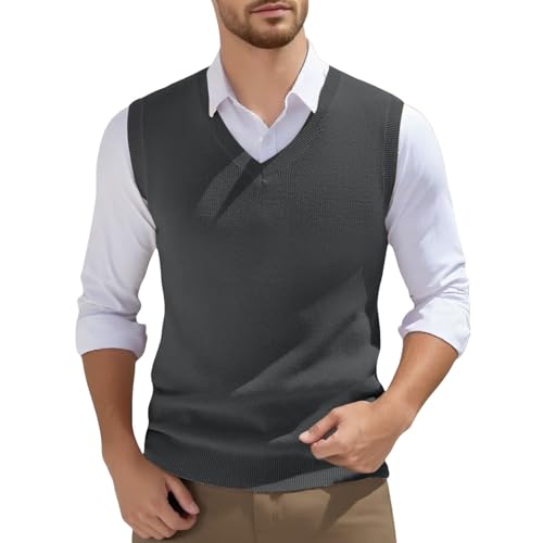 Gilet tricoté homme col en V confortable pour le printemps