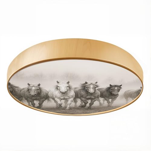Flush Mount Ceiling Light Fixture Cozy Country Horses Western Farmhouse