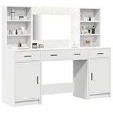 【 Materiali Resistenti:】 Realizzato in legno ingegnerizzato di qualità, questo tavolo da trucco è robusto e stabile. La sua superficie liscia appare fantastica ed è facile da mantenere, resistendo all'uso quotidiano e mantenendosi in ottima forma nel tempo.