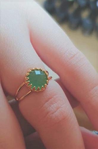 14K Gold Filled Jade Ring Gemstone Natural Stone Princess Setting #TOP4