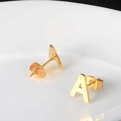 MANVEN 14K Gold Plated Stainless Steel Hypoallergenic Tiny Initial Letter Studs Earrings for Women and girls