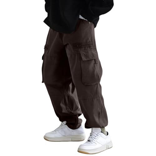 Spring Autumn Male Minimalist Solid Color Zipper Pocket Cargo Pants Pants Sports