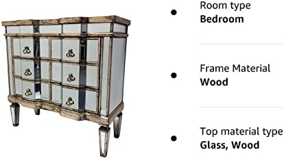 Interiors In Vogue Mirrored Chest of Drawers Bedroom Furniture Storage Glass Antiqued Silver Wooden