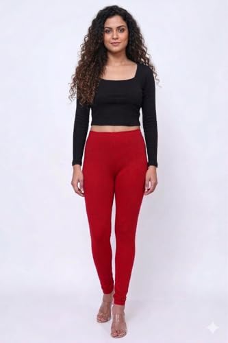 Image of Thrifty Thread Women's Cotton Full Length Leggings | Soft & Comfortable Leggings | High Waist | Regular Fit