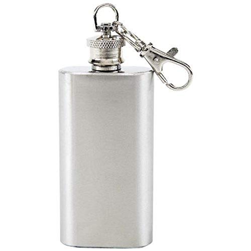 Maxam Drinkware Stainless Steel Key Chain Flask, 2 oz, Silver