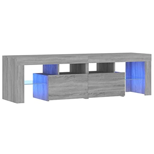 Revera Meuble TV avec lumières LED gris sonoma 140 x 36,5 x 40 cm