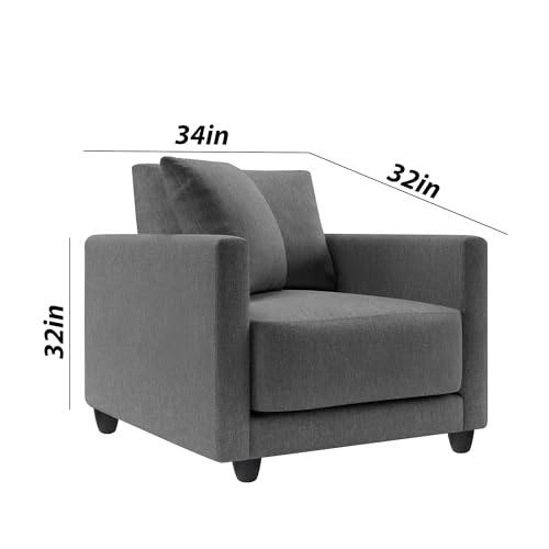 Image of Casaliving Dominic 1 Seater Sofa Set for Living Room (Dark Grey Fabric) Premium Fabric Sofa Set