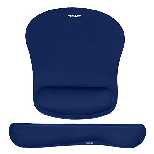 Image of TECKNET Keyboard Wrist Rest and Mouse Pad with Wrist Support, Memory Foam Set for Computer /Laptop /Mac, Lightweight for Easy Typing & Pain Relief Ergonomic Mousepad,Blue