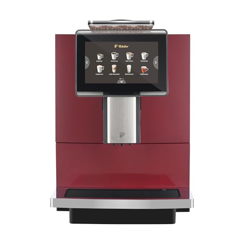 Tchibo Office Kaffeevollautomat mit Wasserfilter, Keramikmahlwerk, Farb-Touchdisplay, 1500 Watt, cremige Milchschaumfunktion, 2 L Wassertank, 30 Tassen am Tag, Rot