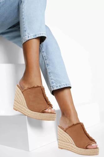 Image of Juliet Holy Womens Wedge Sandals Peep Toe Denim Slip On Backless Espadrilles Platform Sandal Shoes