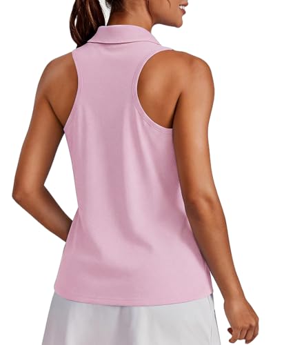 Image of PINSPARK Womens Golf Shirt UPF 50+ Sleeveless Collared Shirts Quick Dry Tennis Polo V-Neck Racerback Athletic Workout Tank