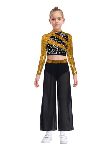 Costume de danse pour filles avec pantalon large en mousseline de soie fluide