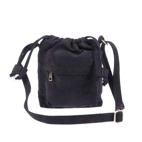 Sac seau en toile noir à cordon de serrage chic et léger Amosfun pour femme pour le quotidien
