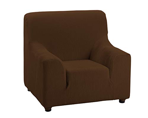 DHestia Funda Elástica y Adaptable con Elastómero, Medidas Sofá, Sillón 1 Plaza-70/90 cm, Marrón, 70/90 cm