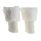 Sharplace Damen Kunstfell Stulpen, Kunstpelz Beinstulpen Socken Beinwärmer Legwarmer Strümpfe Sockenärmel, Weiß, M