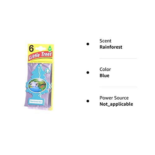 Little Trees Cardboard Hanging Car, Home & Office Air Freshener, Rainforest Mist (Pack Of 6) #TOP1