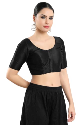 Image of Vamas Women's Silk Padded Self Design Half Sleeve Readymade Saree Blouse (X-766.N)