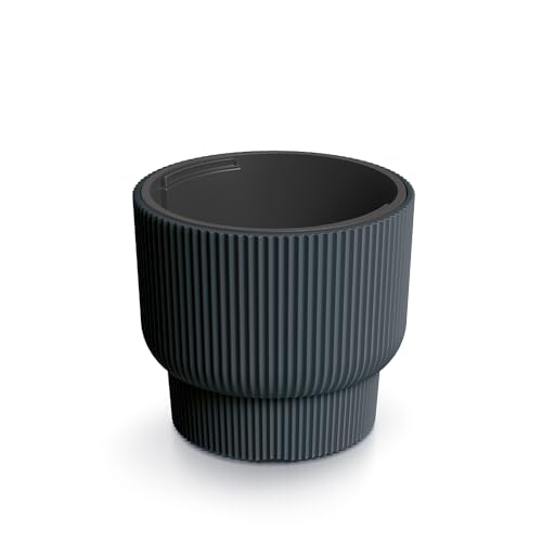 Tymar Blumentopf mit Einsatz, Blumenkübel aus Kunststoff, Übertopf, Pflanzkübel Gross(DBMLR Anthrazit,ø 30 cm)
