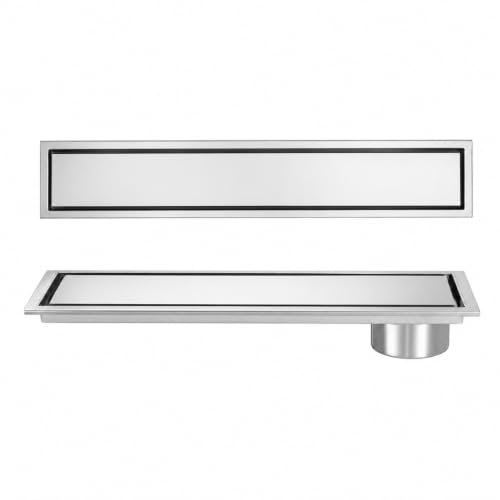 Image of ZAP 12 Inch Tile Insert Stainless Steel Floor Drain with Cockroach Trap, Side Outlet and Collar | Linear Shower Drain Channel for Bathroom, Balcony and Kitchen | Chrome Finish