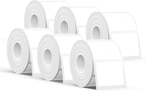 Ruban d'étiquetage de rechange SUPVAN T50M étanche - Lot de 6 paquets de 250 étiquettes blanches