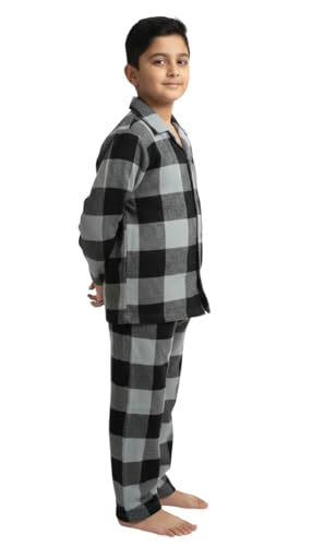 Image of Under Fourteen Boys Cotton Night Suit Set | Soft Breathable 2Pcs Sleepwear /Nightwear /Sleepsuit /Loungewear Co-Ord | Checks Top & Pyjama | Elastic Waist & Pockets | Multicolor Pajama Party & Gifting Set