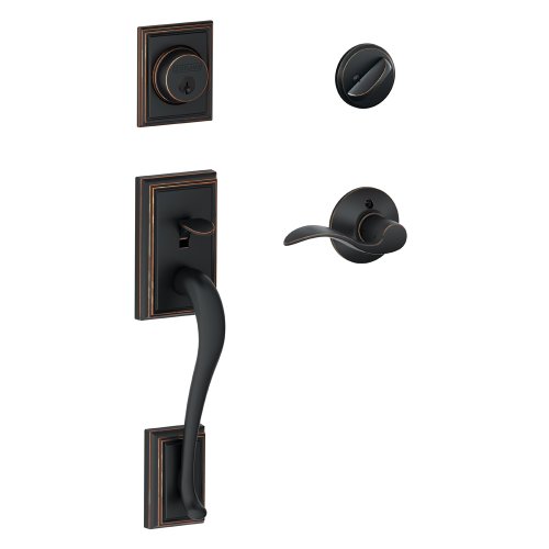Image of SCHLAGE Addison Single Cylinder Handleset and Right Hand Accent Lever, Aged Bronze (F60 ADD 716 Acc RH)