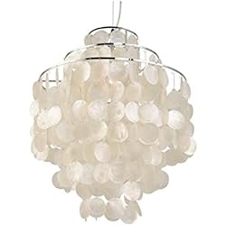 Pantallas Para Lamparas De Techo Amazon Lámpara de techo de conchas, lámpara de techo, lámpara de conchas, lámpara de techo de cientos de capiz, placas de nácar, para salón, comedor, E27, diámetro de 30 cm x altura de 50 cm