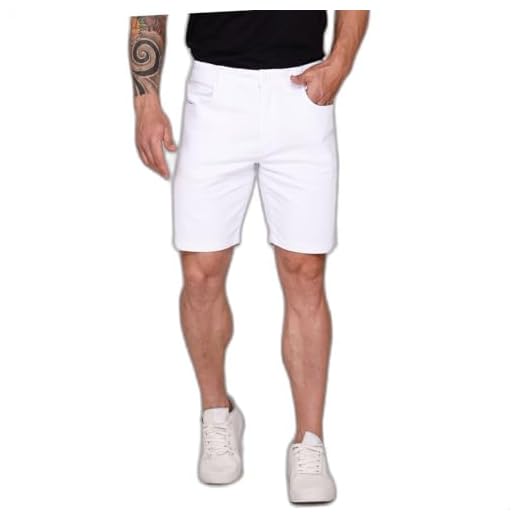 Bermuda Branca Masculina Sarja Brim Sarja Elastano Casual Moderna Com Bolso (BR, Numérico, 48, Regular, Regular, Bermuda Branca)