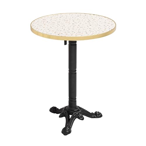 Oviala Mesa alta redonda 60 cm reclinable terrazo o dorado y pie negro