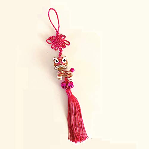 Jiamin 3D Lion Dance Good Luck Charm Gift Crystal Car Rear View Mirror Charms Car Charm & Home Decor Ornament (Pink) #TOP2