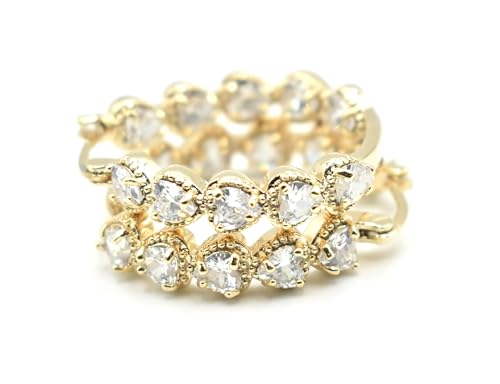 Lovely 1.15" Inch Heart CZ Cubic Zirconia Huggie Hoop Earrings, 18k Yellow Gold Filled Plated, Hinge with Notched Post2