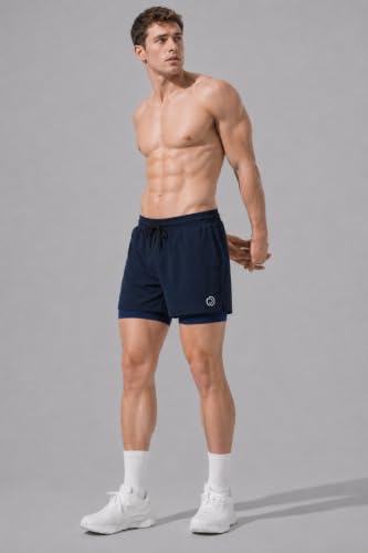 Image of TRUEREVO - 2 in 1 Running Sports Shorts for Men with Mobile Phone Pocket - Quick Dry & Lightweight Moisture-Wicking Active Wear, Gym Shorts for Men Workout - Double Layer Half Pant with Inner Tights