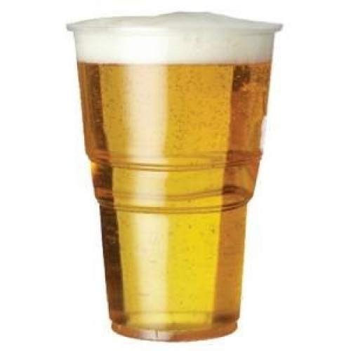 We Can Source It Ltd – 200 x Clear Strong Plastic Full Pint Cups - 20oz Disposable Beer Glasses Tumblers – 570ml BPA-Free Plastic Cocktail Glasses with CE Marking – Recyclable Tumblers for Parties