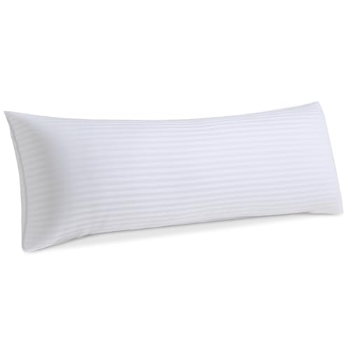 Image of Oubonun Premium Striped Body Pillow, Breathable Cooling Cotton Cover, Soft and Fluffy 3D Down Alternative Microfiber Filled, Long Bed Pillow for Side Sleepers, 20 inchx54 inch