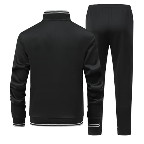 Men's 2 Pieces Athletic Tracksuit Full-Zip Workout Sweatsuit with Active Jackets and Pants3