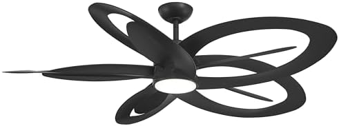 MINKA-AIRE F862L-CL Pinup 60" 10-Blade LED Ceiling Fan with Five 60" blades and Five 41" Counter Rotating Blades in Coal Black Finish with Coal Black Blades and Etched Lens