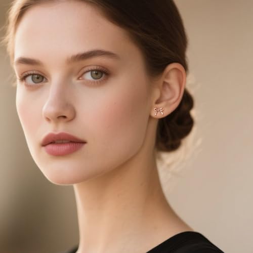 Limerencia Bow Earrings F136 Titanium Tiny Bow Studs Small Cute Bowknot post Stud Earrings Gold Silver Tone for Teens Sensitive Ears2