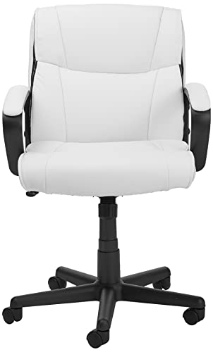 Amazon Basics Padded Office Desk Chair With Armrests, Adjustable Height/Tilt, 360-Degree Swivel, 275Lb Capacity, 24.2"D X 24"W X 38.6"H, White #TOP2