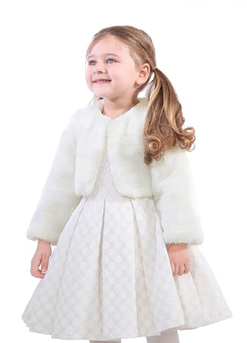 Image of Lilax Girls Cozy Faux Fur Long Sleeve Crew Neck Dress Coat