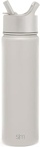 Simple Modern Water Bottle with Straw | Insulated Stainless Steel for Sports Gym | Summit Collection | 22oz | Almond Birch