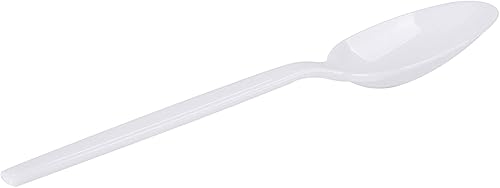 Miniatura 5 de Cucharas desechables blancas envueltas individualmente de 7 pulgadas, caja de 100 cucharas de masa súper duras para uso comercial para llevar