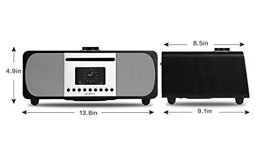 LMEGA M5+ All-in-One Music System CD Player,Internet Radio,FM Radio,WiFi,Spotify Connect,Bluetooth,Wooden Box,USB MP3,Headphone-Out,Clock&Alarms,Colour Display, Remote& app Control –Black Oak - Thumbnail 4