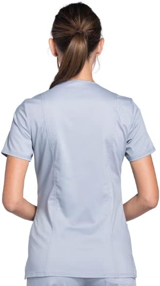 Mock Wrap Scrubs for Women Workwear Revolution, Soft Stretch, Easy Care WW610 X-Small Grey