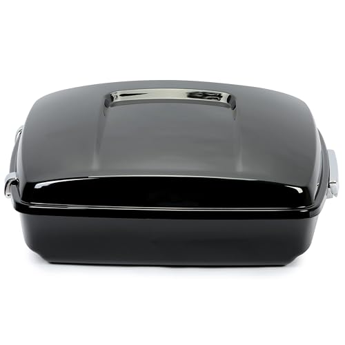 Image of ECOTRIC Chopped Motorcycle Trunk Compatible with 2014-2024 Harley Touring Models Touring Street Road Glide Road King Tail Box Black